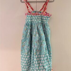 Jelly The Pug Blue and Pink Floral w/ Bunnies Kids Dress Size 14-NEW